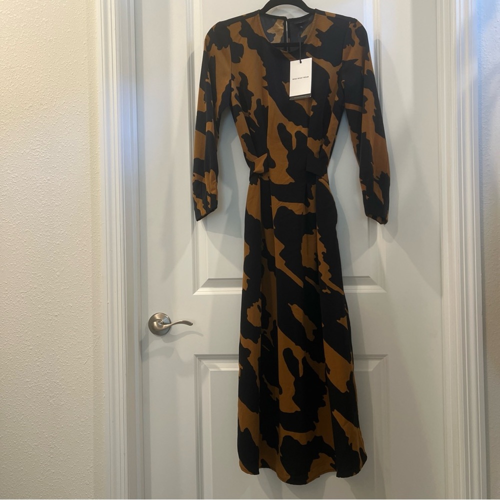Who What Wear Black and Brown Long Sleeve Dress